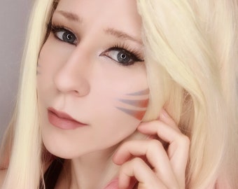 All out / Baddest Ahri Cosplay Stripes Face Tattoo LOL League of Legends