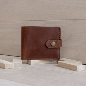 Cartera vintage de cuero para mujer. Cartera de piel tipo sobre para ella. Pequeña cartera linda minimalista. Cartera de piel para Él