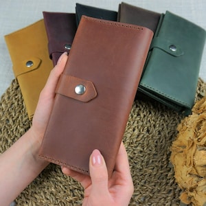 Cartera de cuero para mujer. Cartera vintage de cuero para mujer. Cartera de cuero para ella. Pequeña billetera minimalista linda.