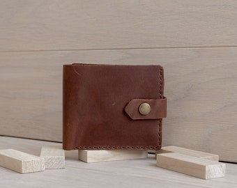 Leather Vintage Wallet For Women. Envelope Leather Wallet for Her. Small Minimalist Cute Wallet. Leather wallet for Him