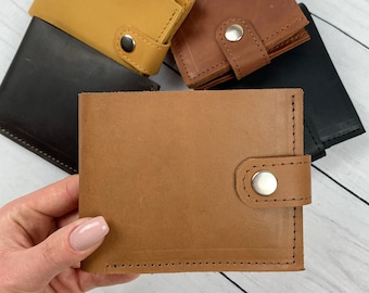 Slim Minimalist Leather Wallet For Man. Cute Fancy Bifold Wallet for women. Vintage Leather Handmade Wallet. leather wallet women's