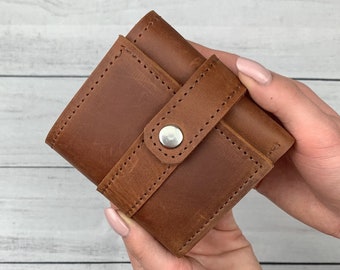 Leather Vintage Wallet For Women. Trifold Leather Wallet for Her. Small Minimalist Cute Wallet. Leather wallet women's