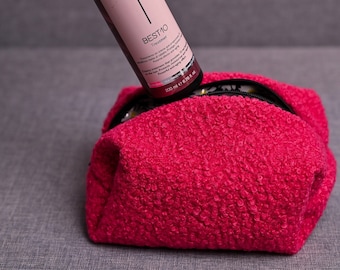 Teddy Fabric Makeup Bag: Plush Cosmetic & Toiletry Travel Bag