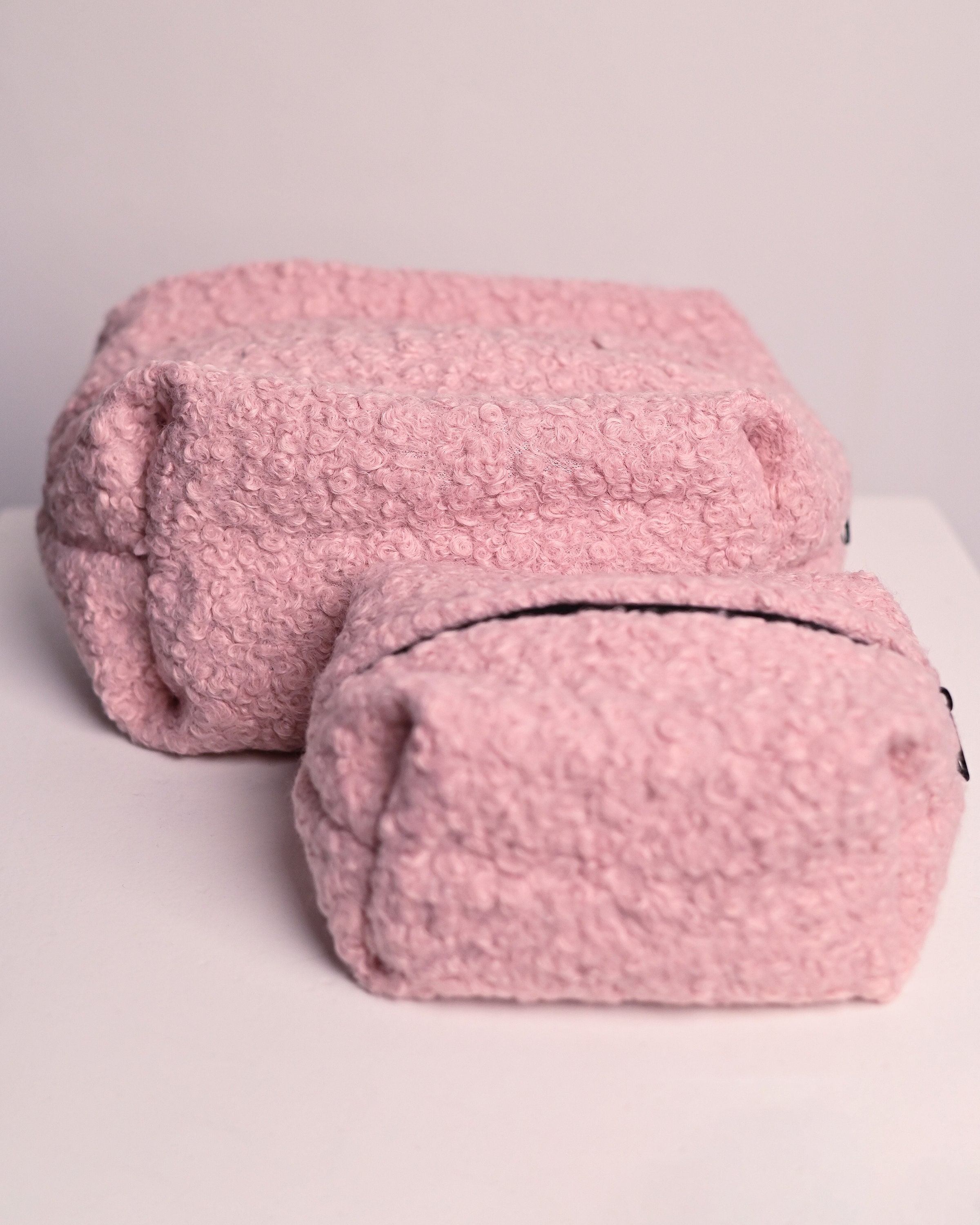 Makeup Bag Terrycloth Towelling Quilted Cosmetics Bag Teddy Pink