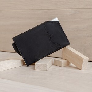 Billetera de cuero minimalista, billetera de tarjeta de crédito emergente, billetera de cuero, billetera de cuero delgada, clip de dinero