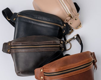 Frauen Schulter Vintage Leder Bauch Taille Tasche. Leder Bauch Umhängetasche. Leder Bauchtasche mit Gürtel, Unisex Kleine Handtasche