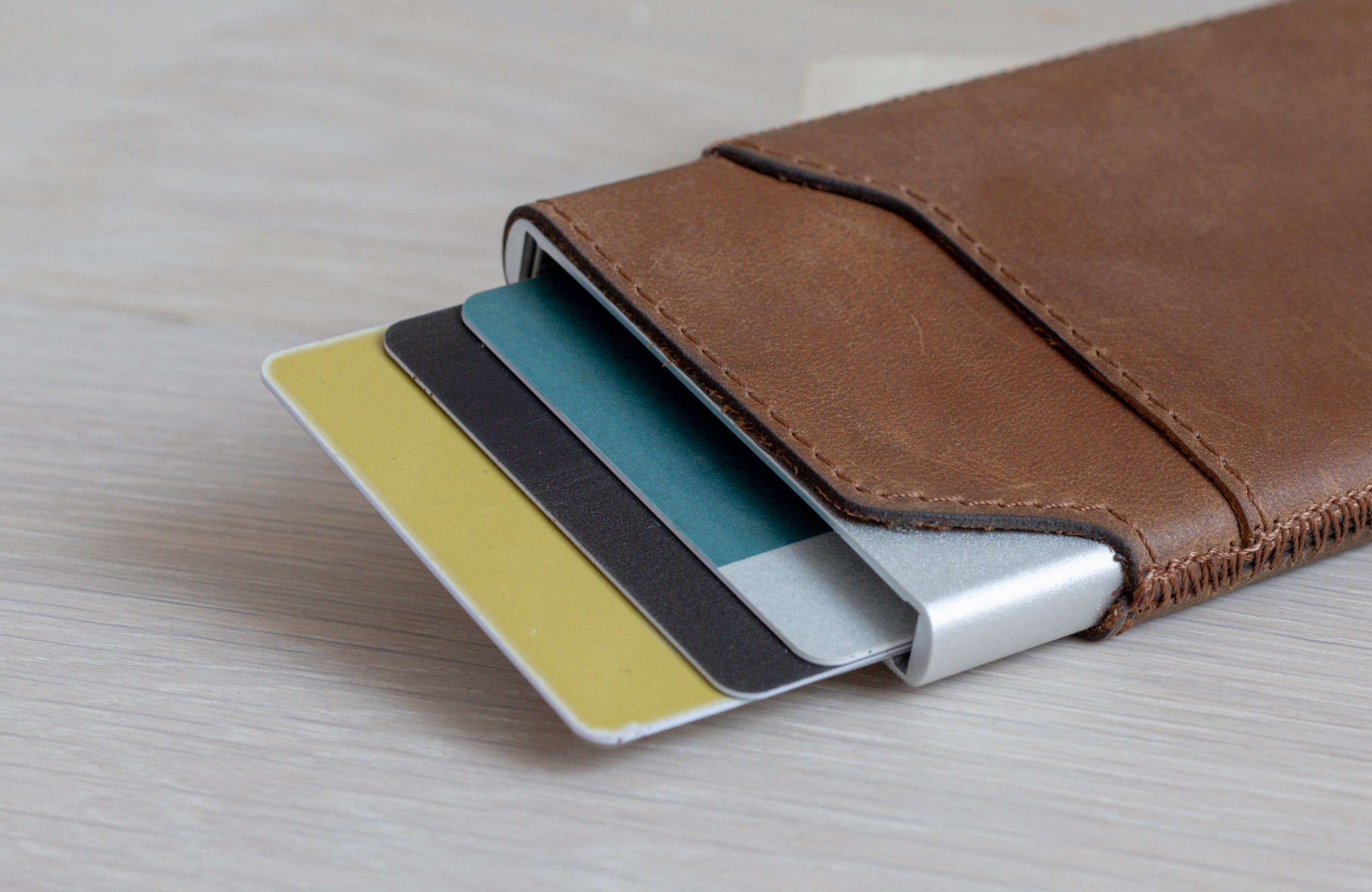 Flat Leather Credit Card Wallet 4 CC - Black