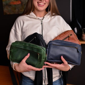 Leather Fanny pack for women Crossbody fanny pack small Leather Hip bag for women Vintage Leather Waist bag Leather Belt bag