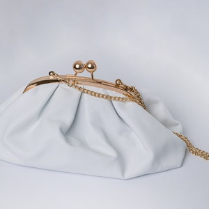 Leather Crossbody Clutch, Women&#39;s Clutch Bag,Cloud Bag, Handmade leather bag with Chain, Bridesmaids Handbag,Valentine&#39;s Day Gift,Brides bag