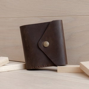 Cartera vintage de piel para mujer. Cartera tipo sobre de piel para ella. Cartera bonita minimalista pequeña. Cartera de piel para mujer