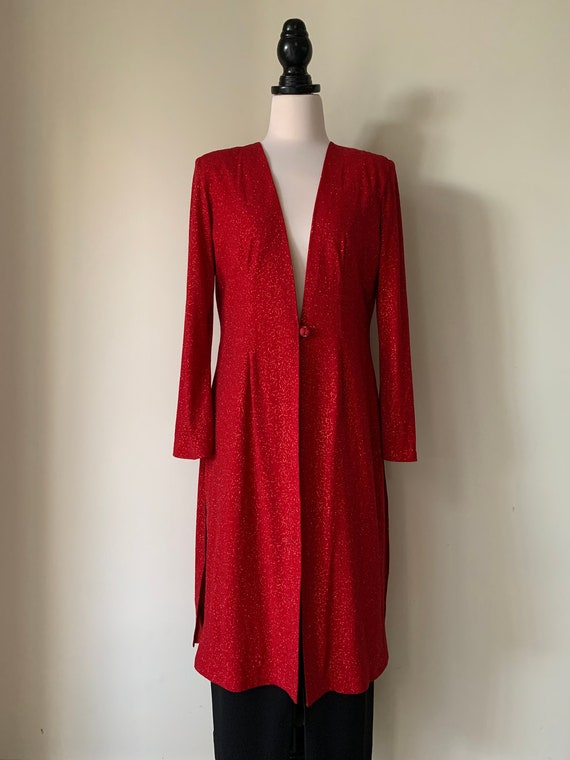 VINTAGE Extravagant Stunning 90s Red Sparkly Long