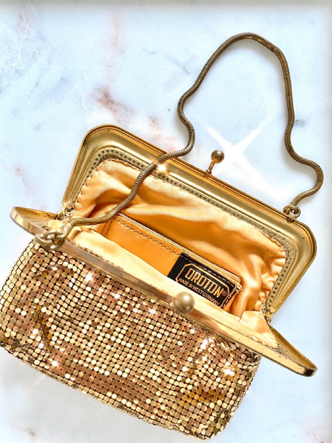 gold evening handbag