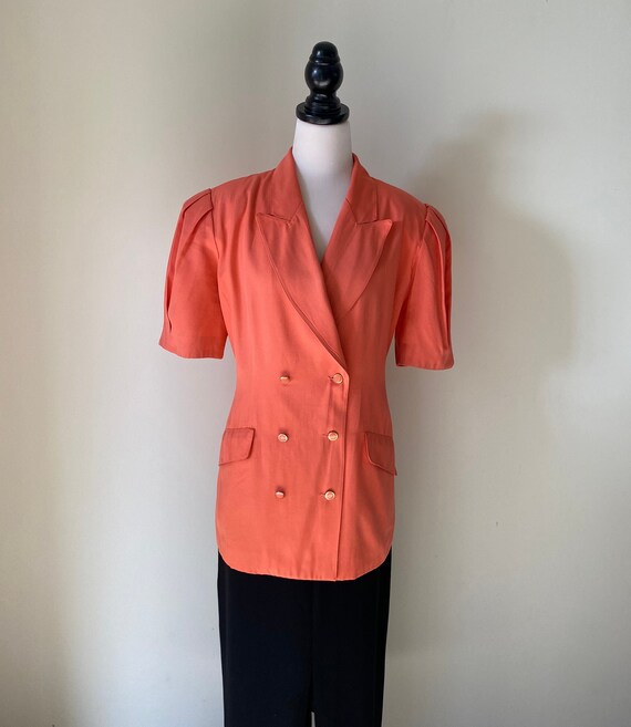 VINTAGE Short Sleeve Apricot Blazer with Shoulder