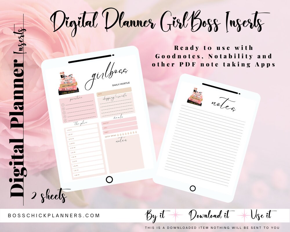 Digital Planner Insert | Girl Boss Daily Schedule  | Boss Lady Digital Planner Inserts | Boss Chick Daily Digital Inserts