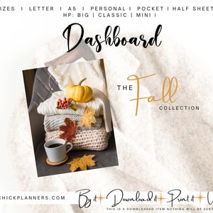 tableau de bord du planificateur imprimable | | de collecte d’automne | A5 | classique Gros | | personnelles Mini | | de poche  Demi-lettre - Imprimer et utiliser - Thème de l’automne