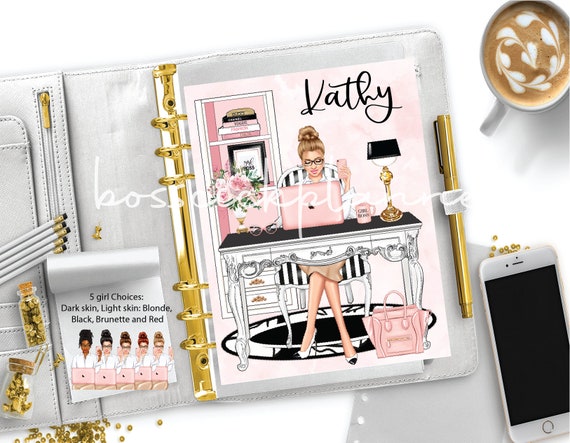 African American Girl Boss Planner Girl Dashboard Boss Babe, Personalized Dashboard, HP Planner Covers, Agenda Inserts Black Girl Boss
