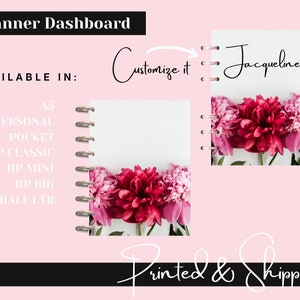 Lovely Floral Planner  Dashboard Covers, Personalized Cover, Happy Planner Covers, Agenda Inserts,  Personalized Dashboard Inserts