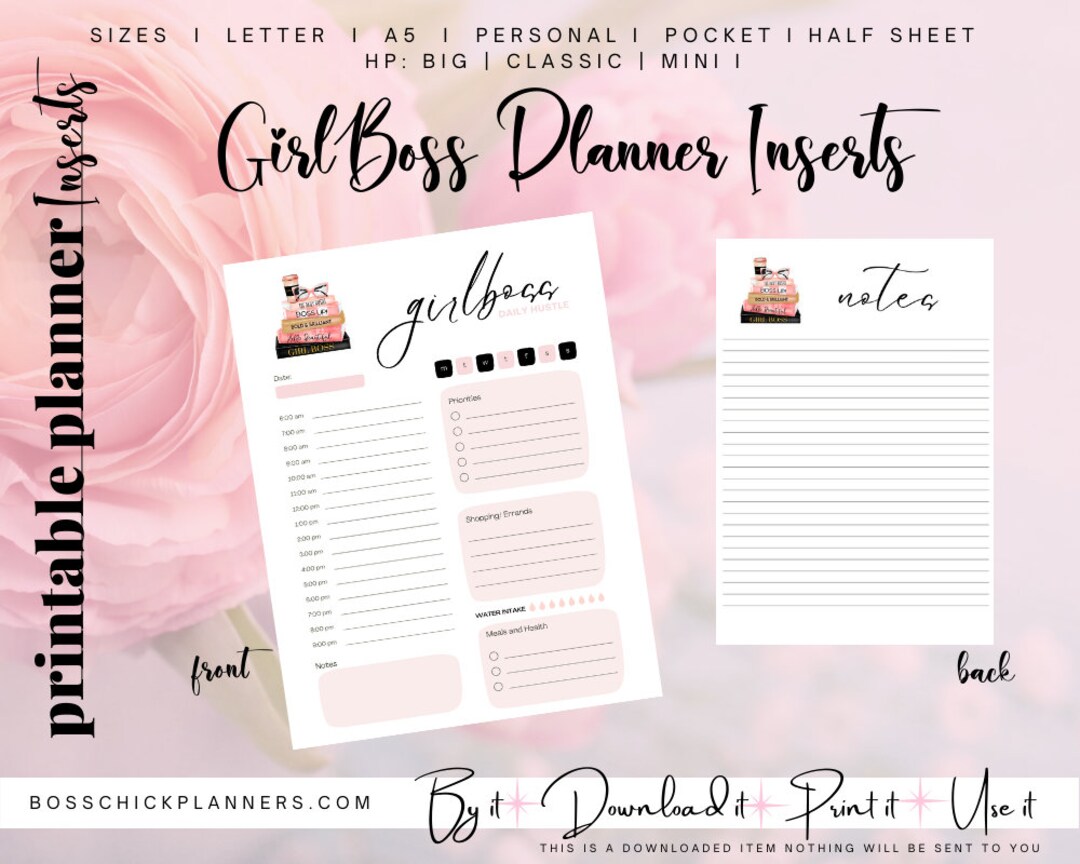 Printable Planner Sheets | Girl Boss Lady Daily Schedule | A5 | Classic ...