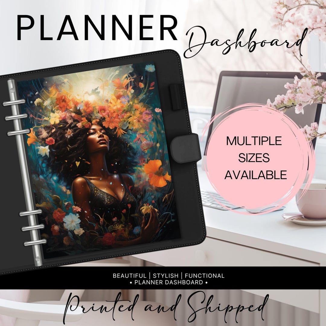 African American Women Fantasy Floral Planner Dashboard Insert ...