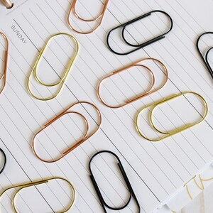 Extra Wide Jumbo Planner Paper Clips | Large PAPERCLIP - Black - Rose Gold - Gold | Planner Accessories | Bookmarks Cute | 2 clips image 4