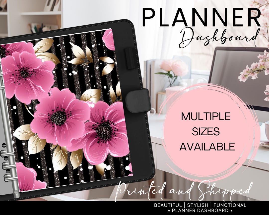 Pink N Gold Roses Planner Dashboard Insert | Rose Themed Planner ...