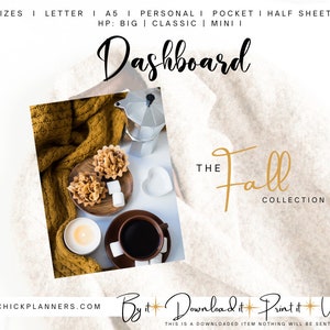 Printable Planner Dashboard | Fall Collection | A5 | Classic | Big | Personal | Mini | Pocket |  Half Letter - Print  & Use - Fall Themed