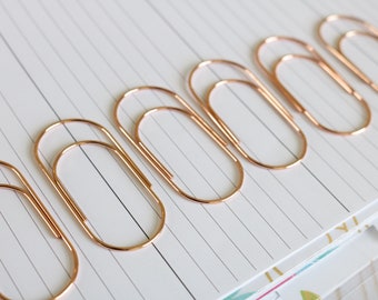 Rose Gold Extra Wide Jumbo Planner Paper Clips | Large PAPERCLIP -  Rose Gold   | Planner Accessories  | Bookmarks Cute