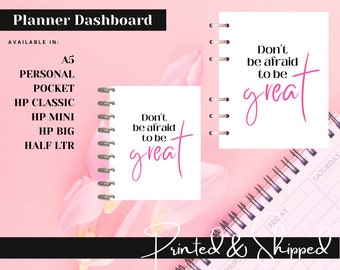 Don't Be Afraid to Be Great Planner Insert | Inspirational Planner Dashboard Insert | Motivational Inserts | Inspired Planner Inserts