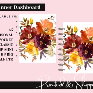 Beautiful Watercolor Planner Dashboards, Planner Covers, HPlanner Covers, Agenda Dashboard, A5 Dashboards, PM, GM, MM - Flower Theme
