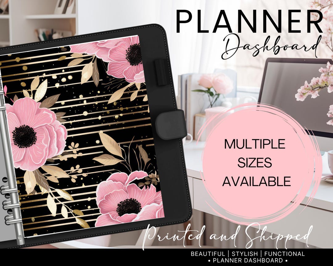 Pink N Gold Roses Stripe Planner Dashboard Insert | Rose Themed Planner ...