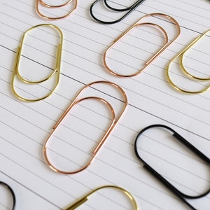 Extra Wide Jumbo Planner Paper Clips | Large PAPERCLIP - Black - Rose Gold - Gold | Planner Accessories | Bookmarks Cute | 2 clips image 5