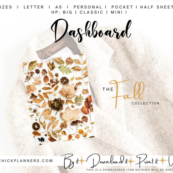 Printable Planner Dashboard | Fall Collection | A5 | Classic | Big | Personal | Mini | Pocket |  Half Letter - Print  & Use - Fall Themed