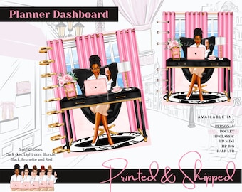African American Girl Boss Planner Girl Dashboard Boss Babe, Personalized Dashboard, HP Planner Covers, Agenda Inserts Black Girl Boss