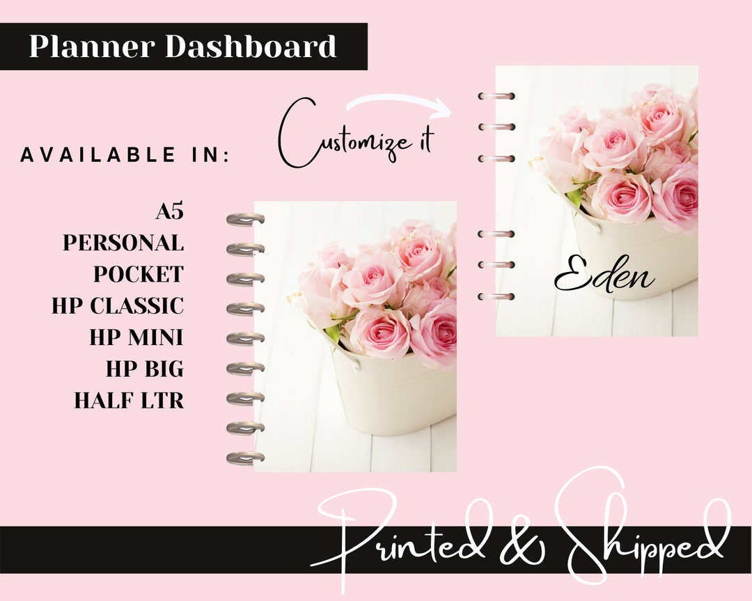 Rose Bouquet Flower Planner Dashboard Covers, Personalized Cover, Happy ...