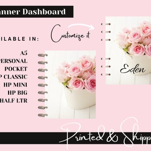 Rose Bouquet Flower Planner Dashboard Covers, Personalized Cover, Happy Planner Covers, Agenda Inserts,  Personalized Dashboard Inserts