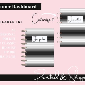 Contemporary Stripe Planner Dashboard Covers, Personalized Cover, Happy Planner Covers, Agenda Inserts,  Personalized Dashboard Inserts