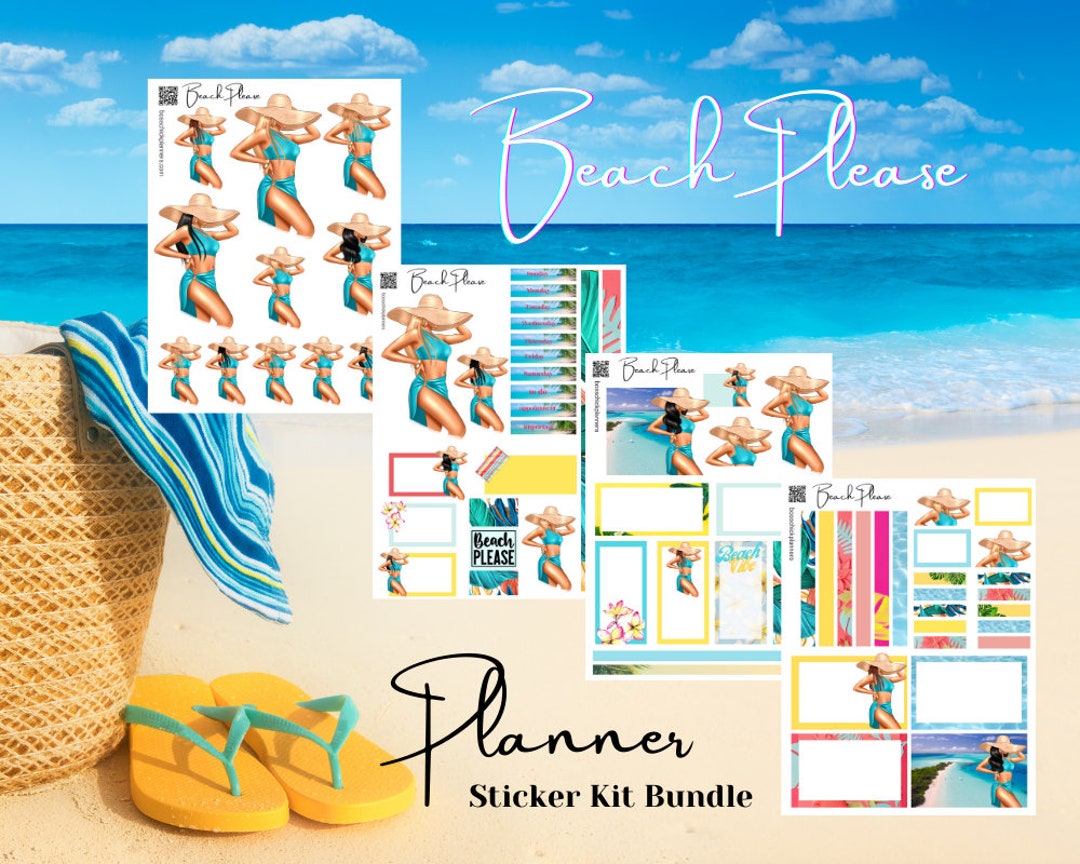 Beach Please Planner Sticker Kit Sheets Summer Vibe Planner Sticker Kit ...