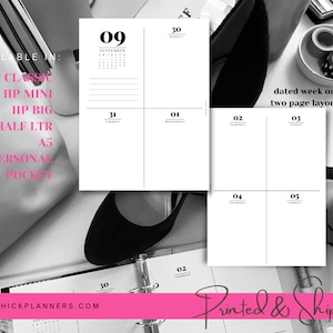 2024 - 2025 Weekly Inserts, Dated Weekly Planner Inserts for A5, Half Letter, HP Classic BIG Printed Weekly Inserts