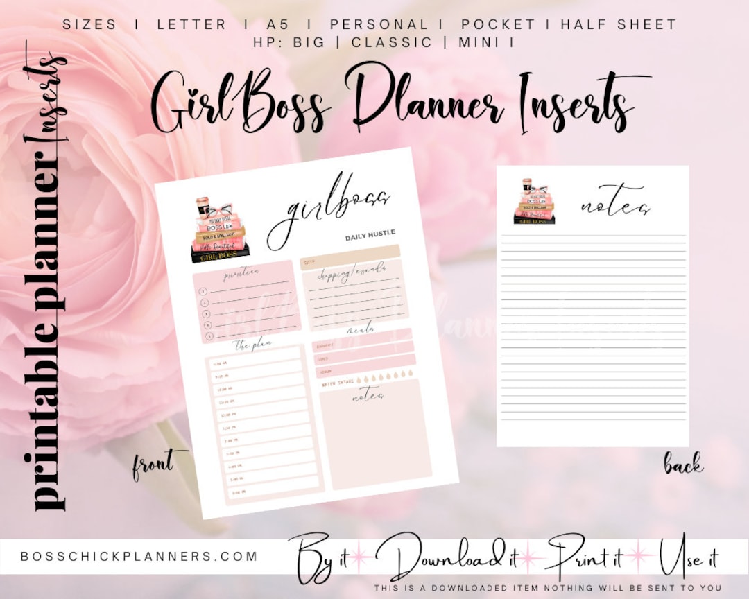 Printable Planner Sheets | Girl Boss Lady Daily Schedule | A5 | Classic ...