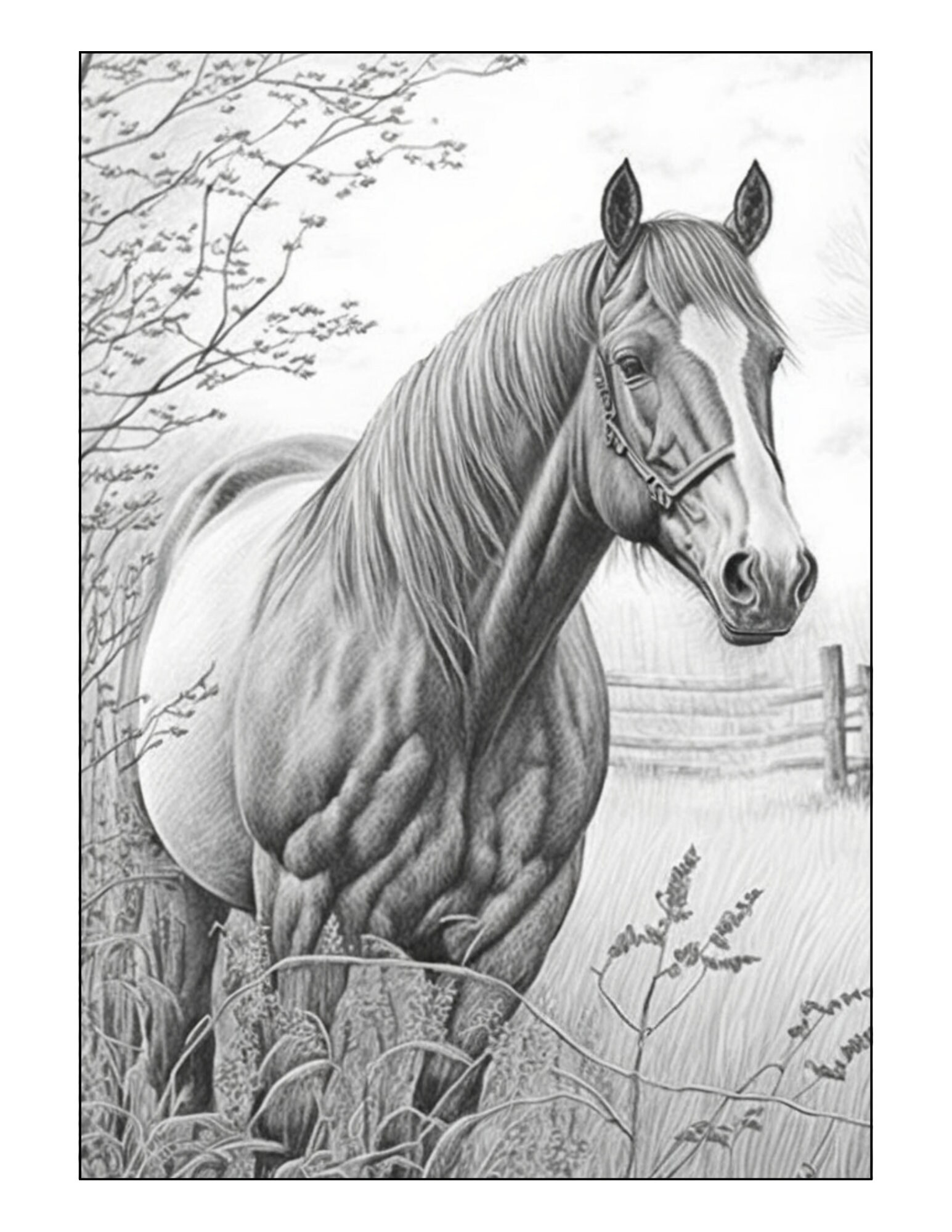Horse Coloring Book - Etsy