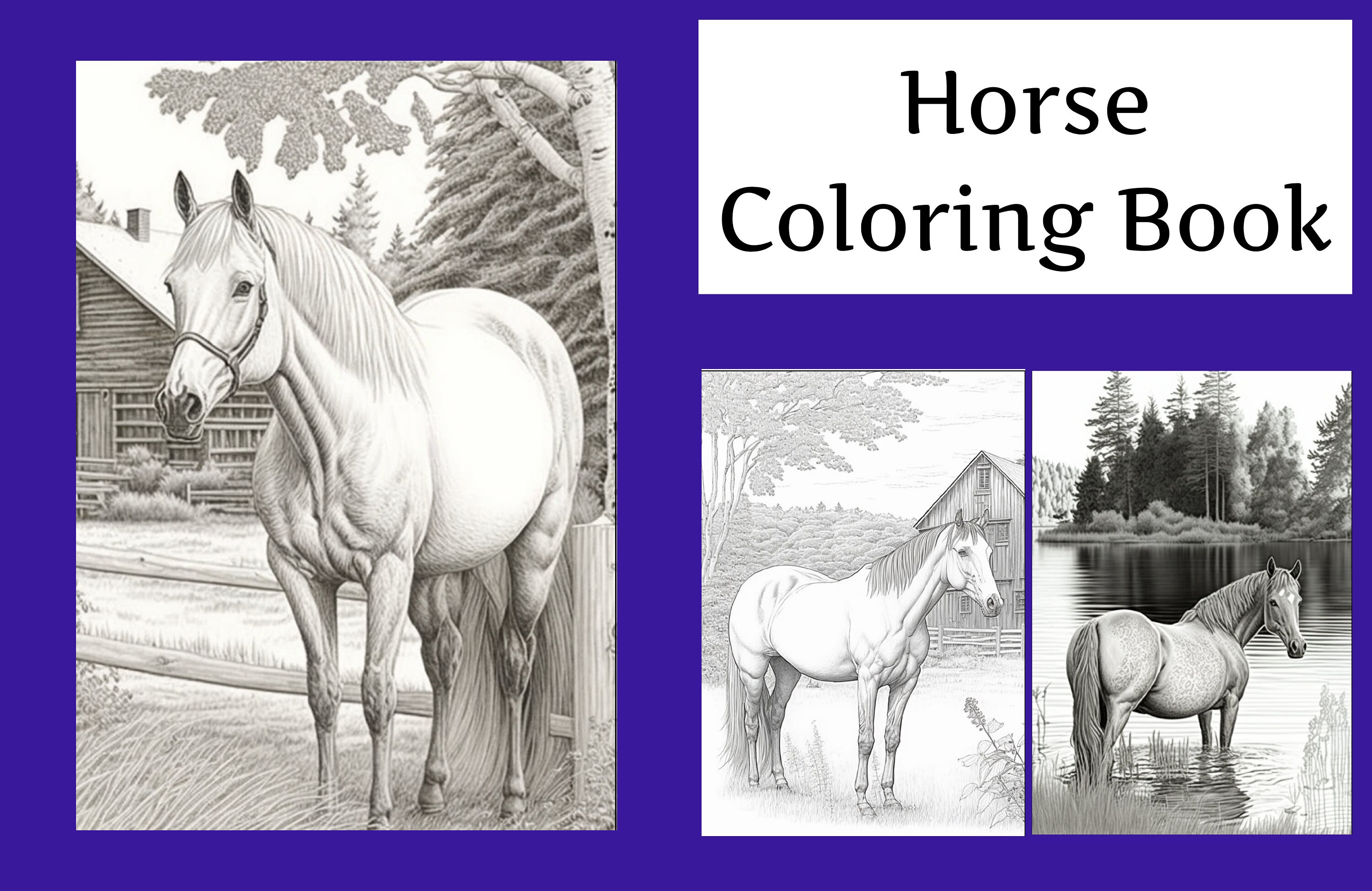 Horse Coloring Book - Etsy
