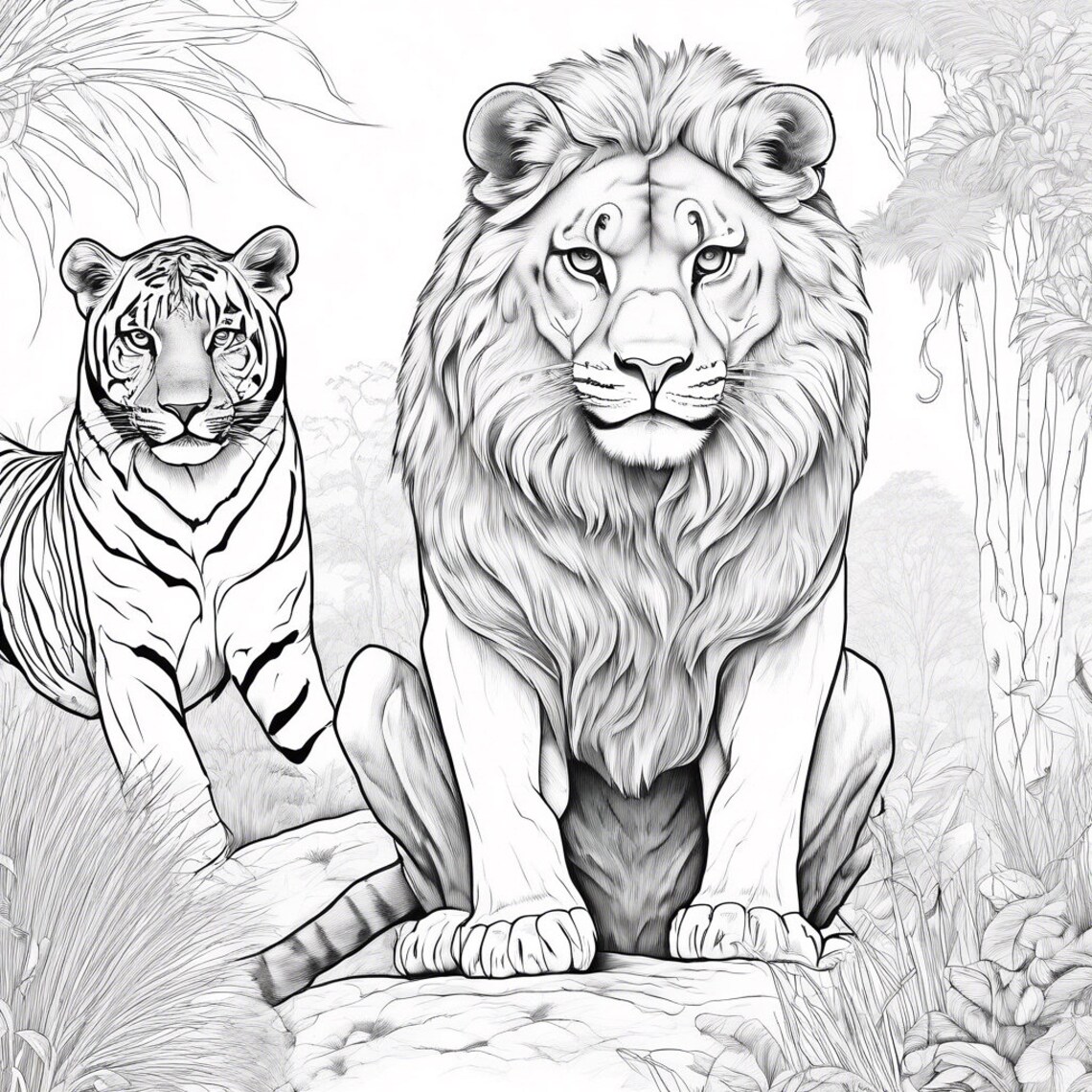 Big Cats Coloring Book - Etsy