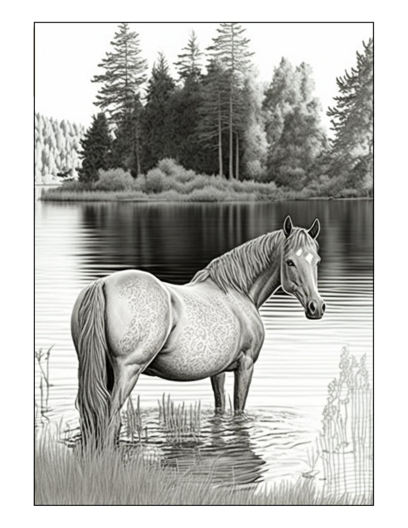 Horse Coloring Book - Etsy