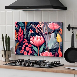 Panneau de dosseret de cuisinière en verre personnalisé, Couvercle arrière de cuisinière, Décoration de cuisine, Couvercle supérieur de cuisinière, Carrelage de dosseret de cuisine, Planche à découper/nouilles