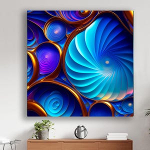 Astratto blu, decorazione murale per la casa, decorazione della fattoria, poster dei cartoni animati, arte murale originale, arte murale della cucina, arte dei fiori colorati