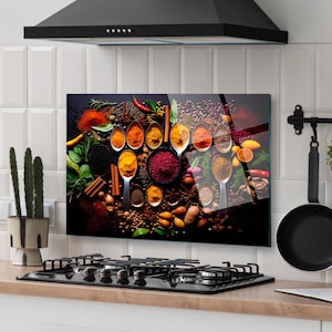 Dosseret de cuisine, couverture arrière de cuisinière, dosseret de poêle en verre trempé, décoration de cuisine, couverture de dessus de cuisinière, cadeau de pendaison de crémaillère, cadeau pour elle