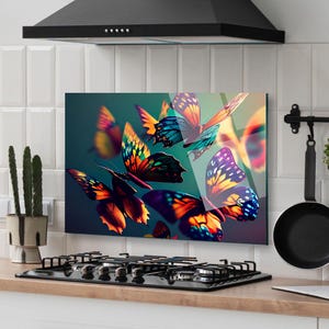 Dosseret de cuisine, couverture arrière de cuisinière, dosseret de poêle en verre trempé, décoration de cuisine, couverture de dessus de cuisinière, cadeau de pendaison de crémaillère, planche à découper