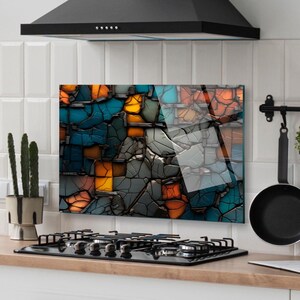 Panneau de verre pour dosseret de poêle, Décoration murale de cuisine, Cache de cuisinière, Planche à découper, Housse de cuisinière à gaz, Accessoires de cuisine, Décoration d'intérieur