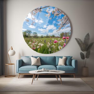 Árbol blanco, abstracto, colorido, mural de tonos suaves, decoración de pared de vidrio, colores de rock de juegos, decoración de pared colgante, colores vibrantes