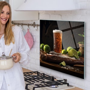 Dosseret de cuisine en verre trempé, Couvercle d'évier de cuisine, Garde-boue pour évier de cuisine, Couvercle supérieur arrière de cuisinière, Crédence en carreau de verre, Planche à découper